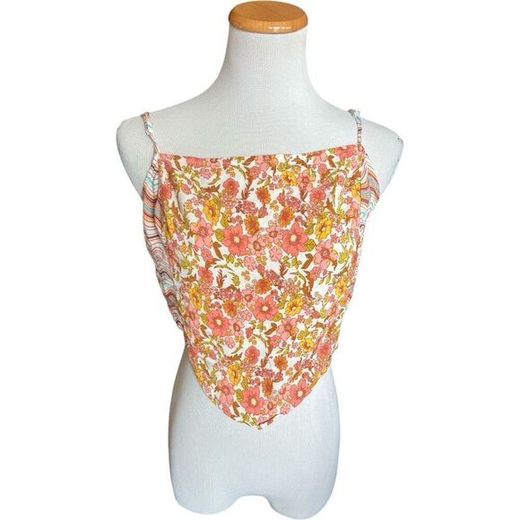NWT Juniors Womens Kohls SO Pink & Yellow Floral Bandana Tank Top - Sz XL - Picture 2 of 3